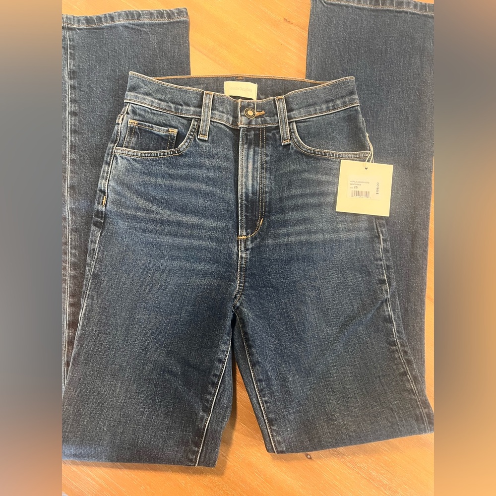 Favorite Daughter super high rise mini boot cut jeans in Woodside blue